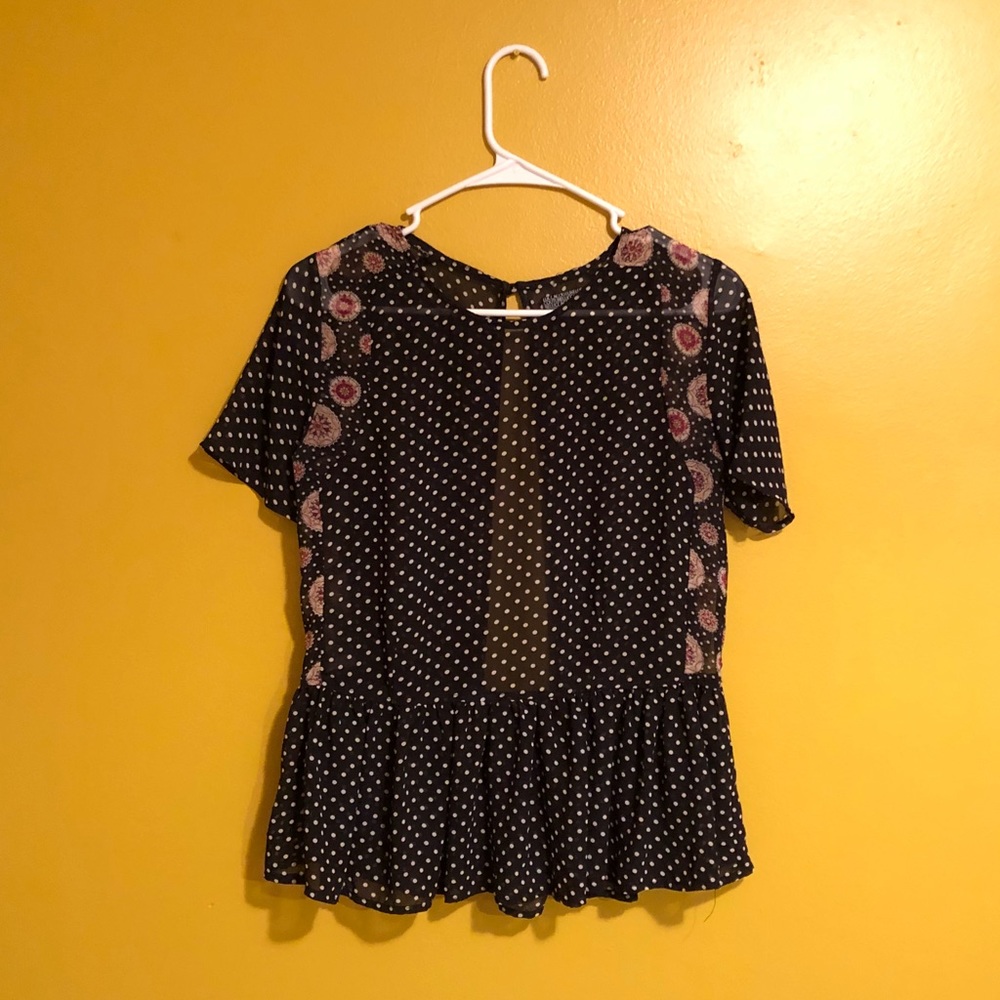 Print mixed flowy peplum top